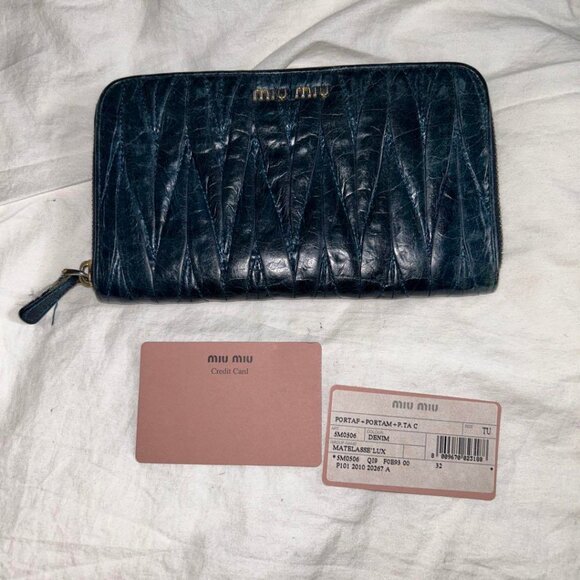 MiuMiu Denim Blue Leather Wallet - Picture 1 of 6